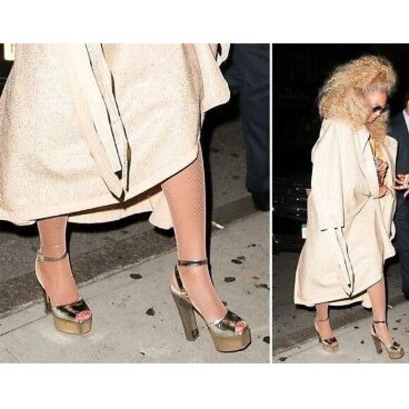 GIUSEPPE ZANOTTI Lavinia Glitter Leather Platform Heeled Sandals Size IT37.5 - Picture 12 of 16